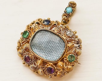 Georgian Dearest Acrostic Cannetille Pendant - 18ct Yellow Gold