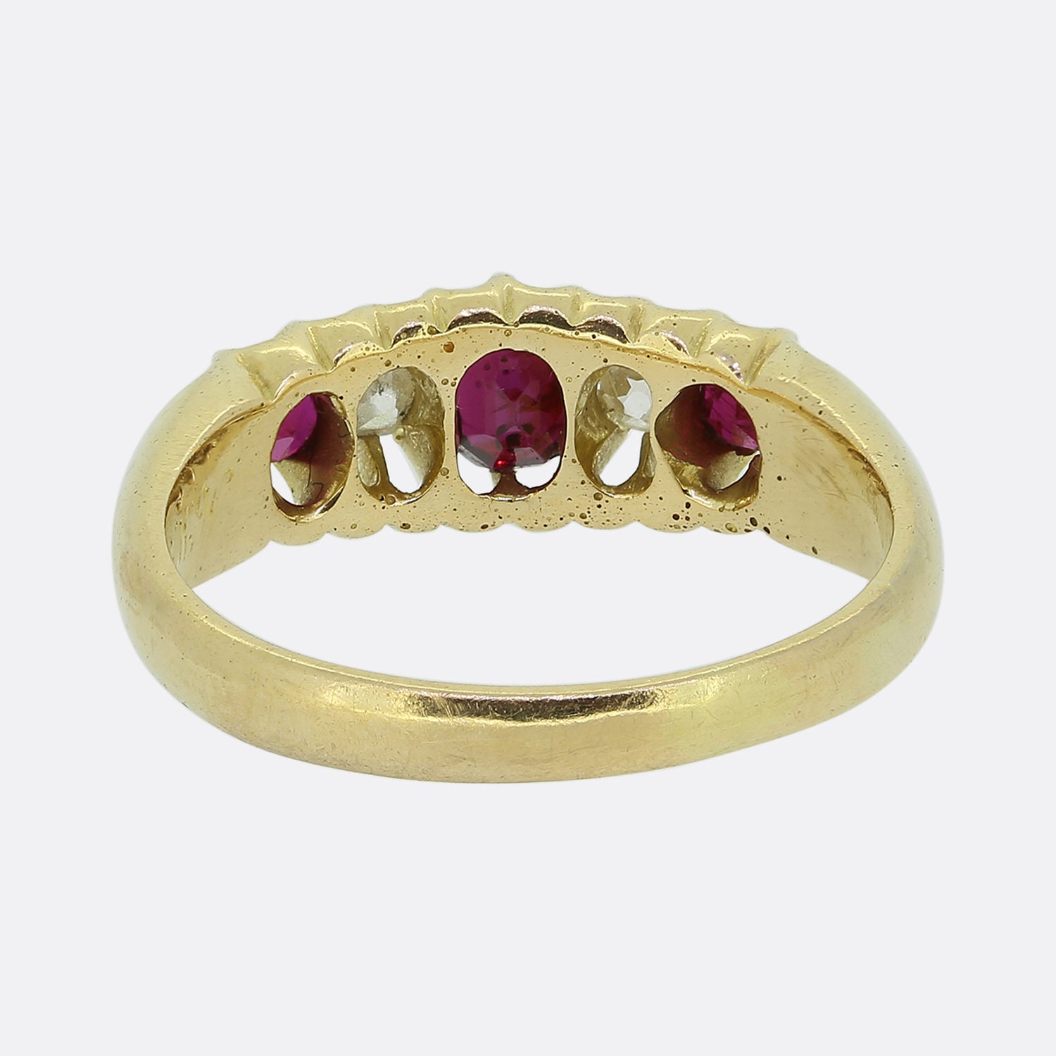 Antique Ruby Ring - Edwardian Ruby and Diamond Five Stone Ring in 18ct ...