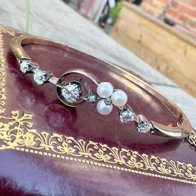 Vintage Pearl Diamond Clover Earring - Etsy