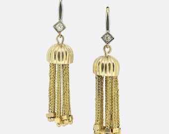 Antique Tassel Drop Earrings 18ct Yellow Gold