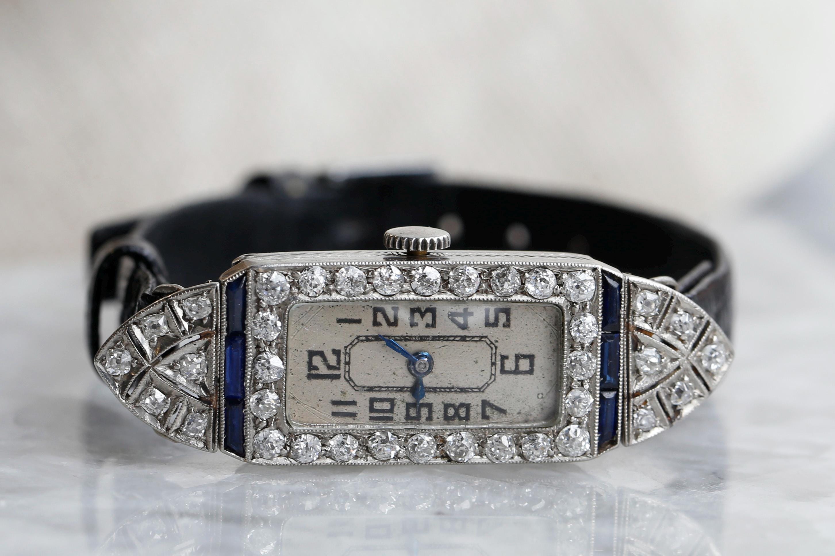 Vintage Standel Sapphire Crystal Women\'s Diamond Two Tone Homage Watch 2S4722 Vintage Tank Watch / Gold Watch / Blue Sister / Ladies  main image 4