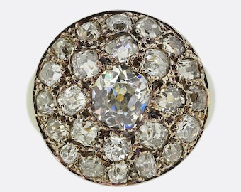 Victorian Old Cut Diamond Cluster Ring 18ct Yellow Gold