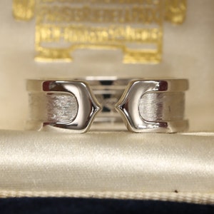 Cartier Double C Ring - 18ct White Gold Size K 1/2