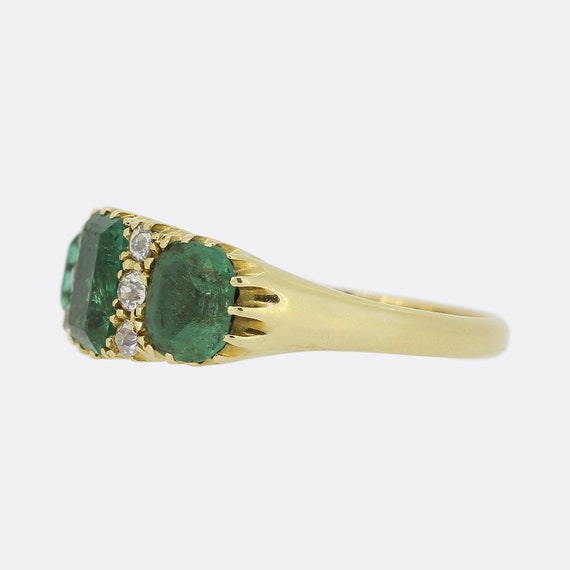 Antique Emerald and Diamond Three Stone Ring 18ct… - image 3