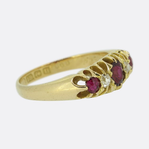 Antique Ruby Ring  - Edwardian Ruby and Diamond F… - image 3