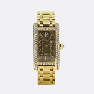 Cartier Tank Américaine Diamond Quartz Damski zegarek na rękę Ref 2482 18-karatowe żółte złoto zdjęcie 5
