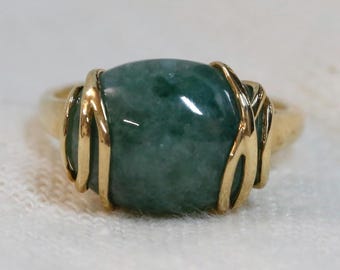 9 Karat Gold Aventurin Edelstein Ring | Webband, Größe R