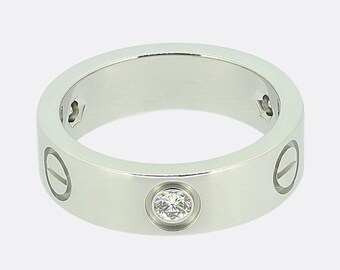 Cartier Three Diamond LOVE Ring Size L (52) 18ct White Gold