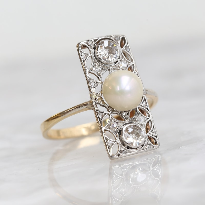 Antique Thin Ring with Pearl main image 1