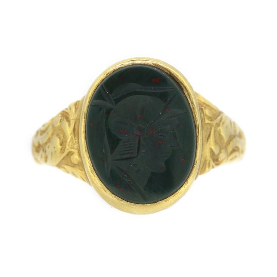 Vintage Roman Centurion Bloodstone Signet Ring In