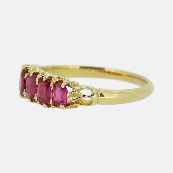 Victorian Ruby Five Stone Ring 18ct Yellow Gold - image 2