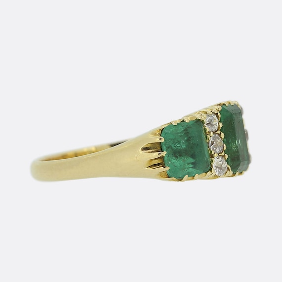 Antique Emerald and Diamond Three Stone Ring 18ct… - image 4