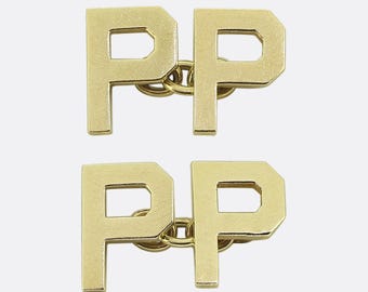 Cartier Vintage P Cufflinks 18ct Yellow Gold