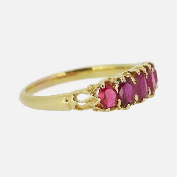 Victorian Ruby Five Stone Ring 18ct Yellow Gold - image 3