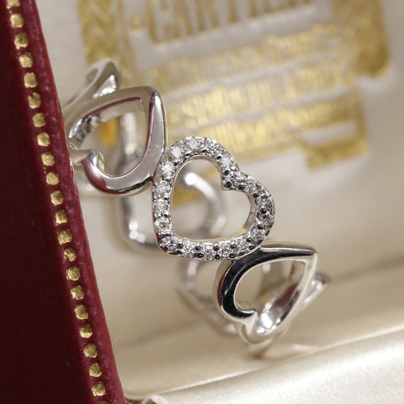 Tiffany & Co. Diamond Open Loving Heart Ring Size M 18ct White