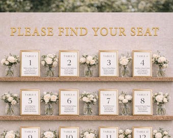 Please find your seat lettering cutouts ONLY, wedding seating chart sign letter decal, rustic wedding decor wooden words block lettering