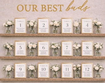 our best buds lettering cutouts ONLY, bloom wedding seating chart sign, rustic wedding decor, please find your seat floral wall flower vases