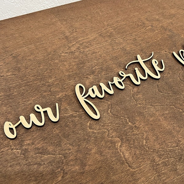 Our favorite people lettering cutouts, wedding seating chart sign letters, rustic wedding decor, wooden please find your seat wood sign