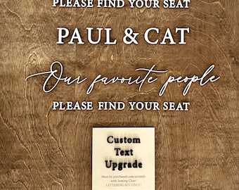 Custom text UPGRADE for wooden seating chart sign lettering kits Only, personalized seating plan rustic reception please find your seat wood