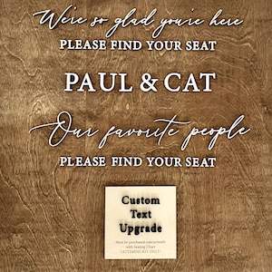 Custom text UPGRADE for wooden seating chart sign lettering kits Only, personalized seating plan rustic reception please find your seat wood