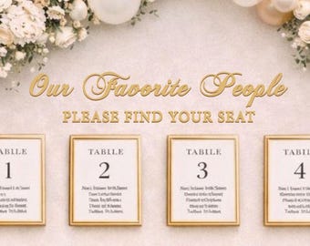 Our favorite people please find your seat lettering cutouts ONLY, wedding seating chart sign letter decal, rustic wedding decor wooden words