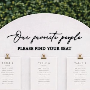 Our favorite people please find your seat lettering cutouts ONLY, wedding seating chart sign letter decal, rustic wedding decor wooden words