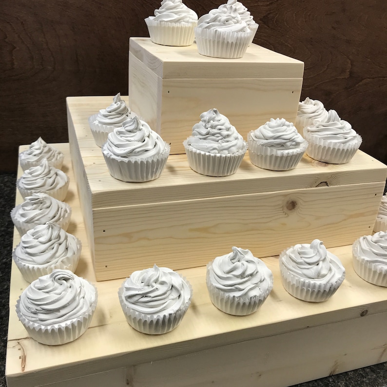 Tiered wooden cupcake stand rustic wood wedding cake display Etsy Italia