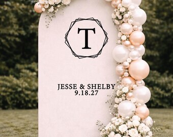 Hexagon monogram wood lettering ONLY, DIY personalized wedding welcome sign wedding decor, custom wooden name sign, established date sign