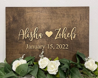 wedding welcome sign, wedding decor, wooden personalized bride and groom name sign, 3D custom est date wood signs memory keepsake heirloom