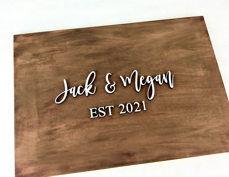 established date engraved wood custom wedding guest book alternative wooden personalized last name sign rustic wedding reception decor
