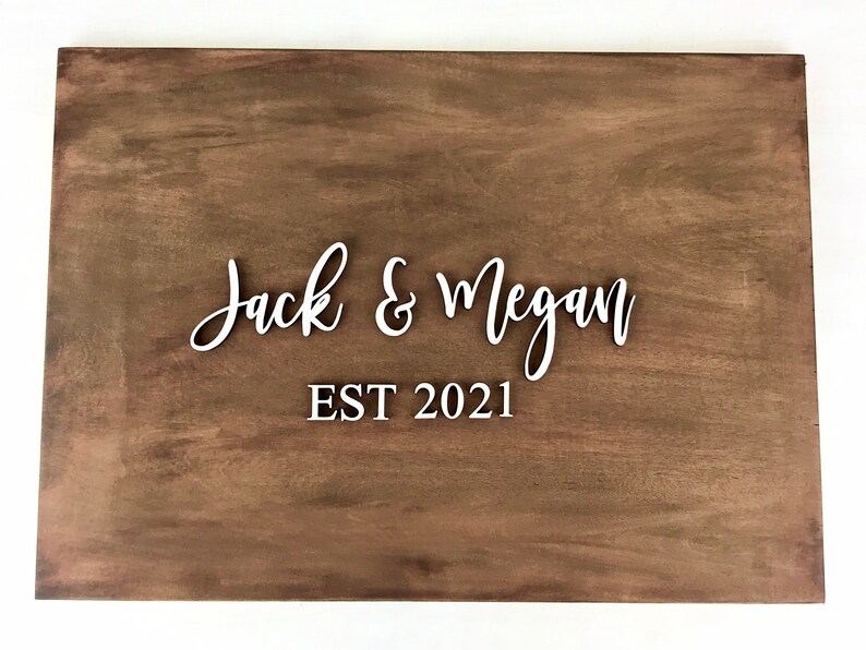 established date engraved wood custom wedding guest book alternative wooden personalized last name sign rustic wedding reception decor