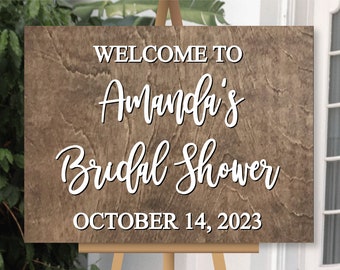 Bridal shower welcome sign, wooden bride name sign, wedding established date wood signs keepsake decor heirloom, bridal shower decorations