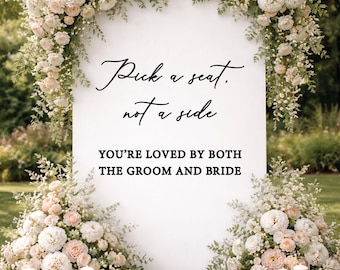 Pick a seat not a side wedding lettering cutouts ONLY for display wall, loved by groom bride sign letters rustic wedding decor wooden words