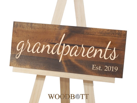 Download New Grandparents Gift Carved Wood Signs Established Date Etsy