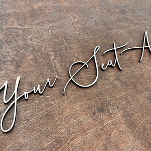 Your Seat Awaits lettering cutouts ONLY, wedding seating chart sign letters, rustic wedding decor, please find your seat wooden words