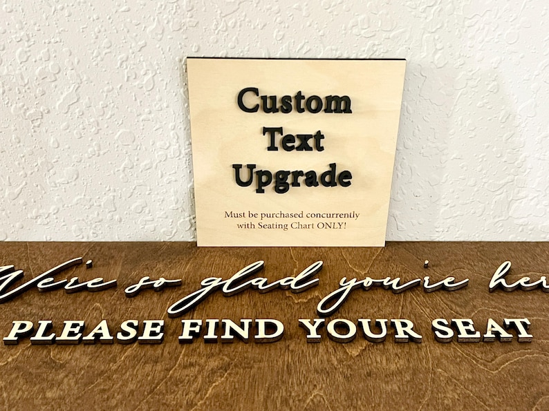 Custom Text UPGRADE for Wooden Seating Chart Sign Lettering Kits Only ...