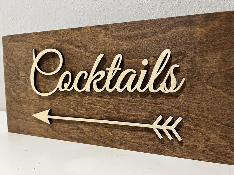 Cocktails Lettering Cutouts ONLY, Wedding Arrow Sign Letters, Rustic ...