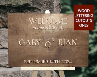 Wood lettering ONLY, DIY wedding welcome sign for wedding ceremony decor, wooden name sign, established date signs, welcome to our forever