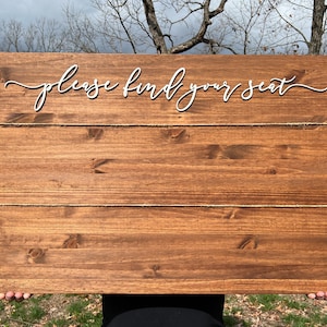 wood seating chart sign, wedding seating plan board, rustic wedding decor for wedding reception, large please find your seat wooden sign