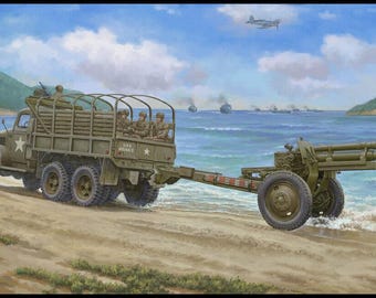 Maqueta para montar y pintar - Vehículo militar . GMC CCKW 353 + Obús M101 - 1/72