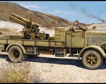 Model kit for assembly and painting - Military vehicle. Lancia 3Ro Howitzer - 1/72