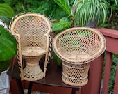 Wicker Rattan Plant Stands Vintage Dolls Chairs Miniature Peacock Chair Plant Stand Wicker Rattan Doll Chairs Plant Stands