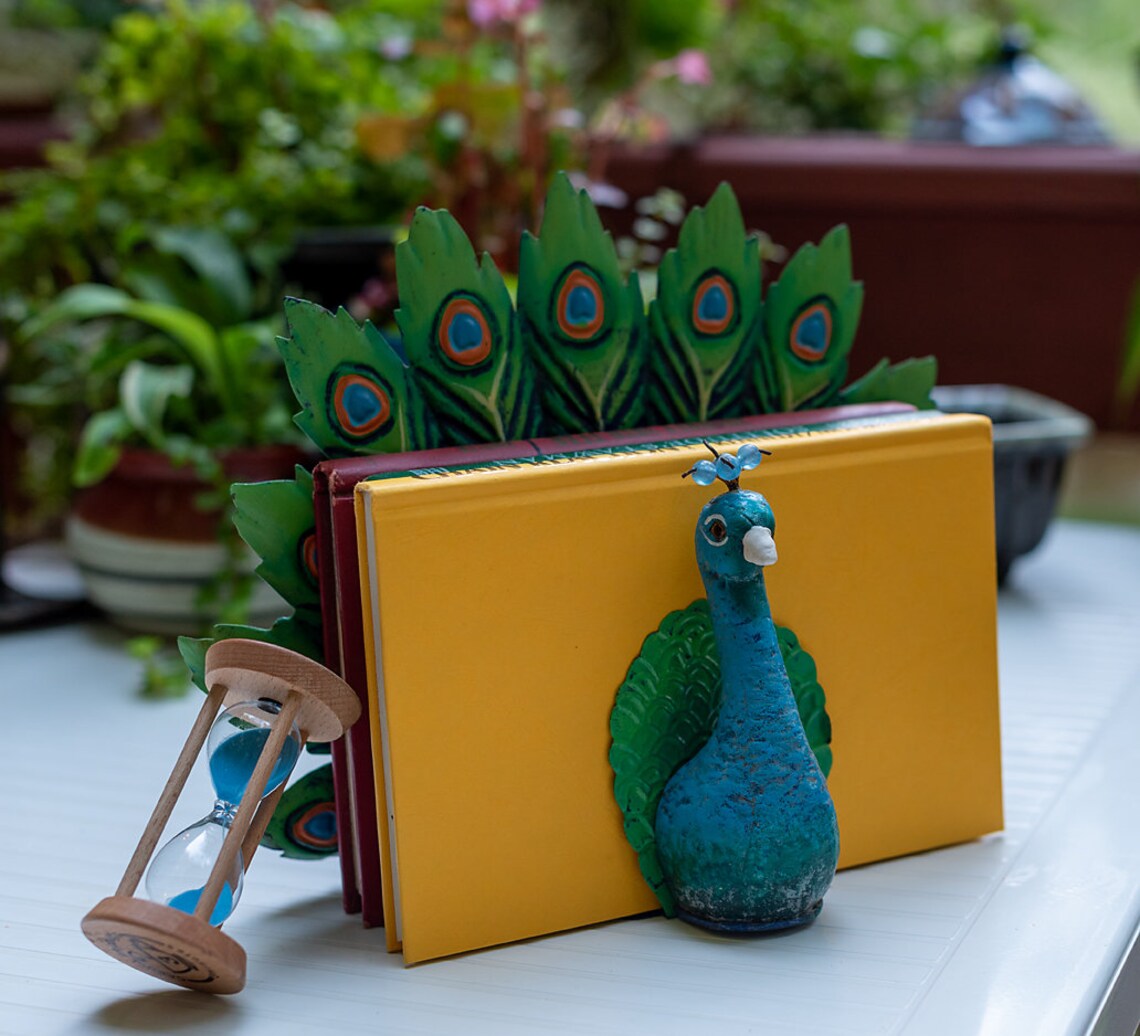Vintage Peacock Bookend/ Peacock Bookend /Handmade Peacock Etsy