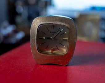 Swiza 7 Jewels Travel Alarm Clock: 1960s Swiss Made (non-working