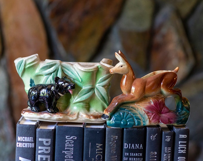 Planters / Vintage Bear and Deer Planters/ Animal Planters/vintage