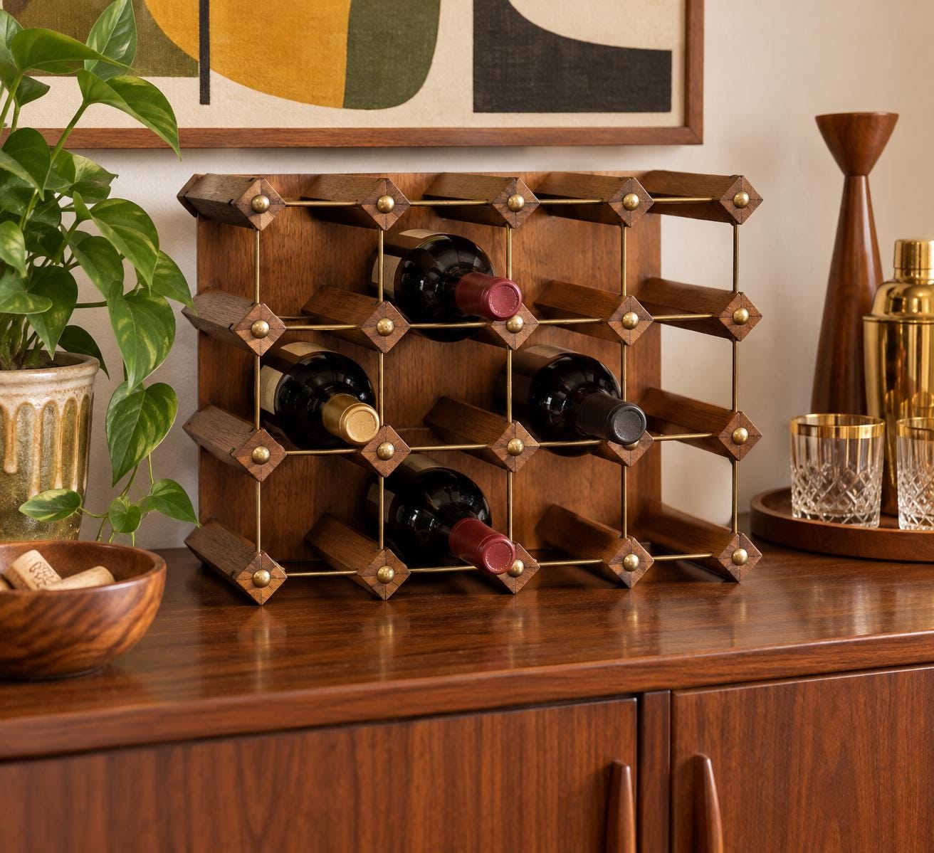 Wine Rack Mid Century - Etsy