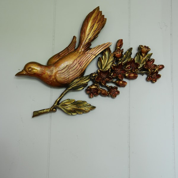 Syroco Bird Wall Hanging /Set of 2 Syroco MCM Birds on Dogwood Branch