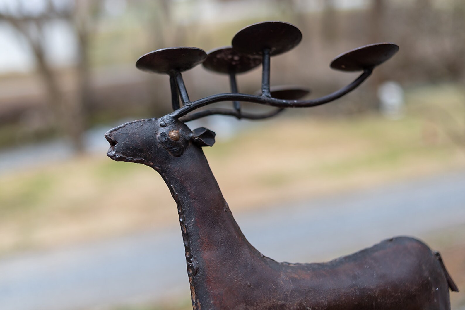 Candle Holder /brutalist Style Metal Deer Candle Holder / Etsy