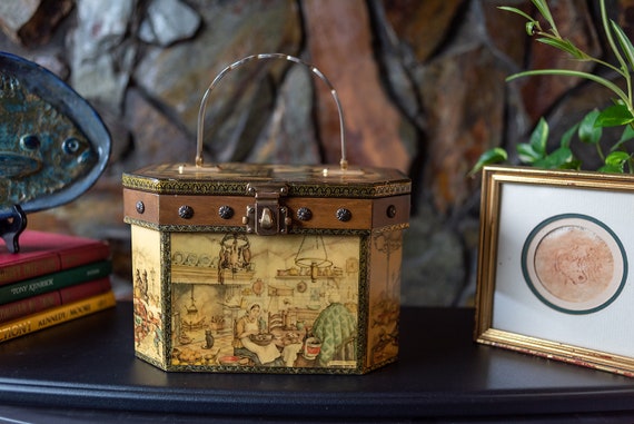 Vintage 70s Anton Pieck Decoupage Wooden Box Purse