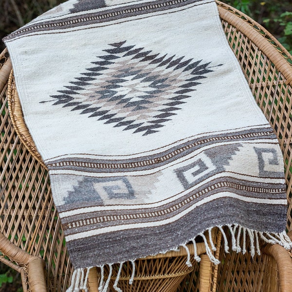 Wool Rug - Wall Hanging Measuring 38" x22.5" inches / Vintage  Handwoven in Oaxaca, Mexico Wool Rug -Wall Hanging